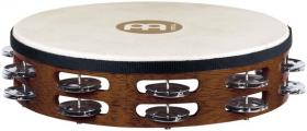 MEINL TAH2B-AB Traditional Goat-Skin Wood Tambourine Brass Jingles - African Brown