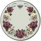 REMO Powerstroke Tattoo Skyn Bass 20" Rock and Roses White
