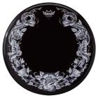 REMO Powerstroke Tattoo Skyn Bass 22" Serpent Rose Black