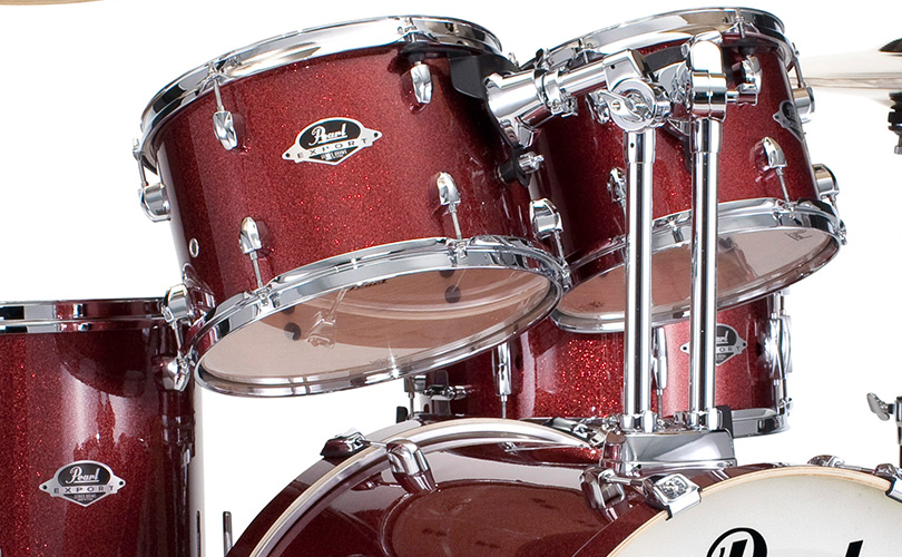 Detail bicí sady PEARL EXL725S EXPORT LACQUER v barvě cherry