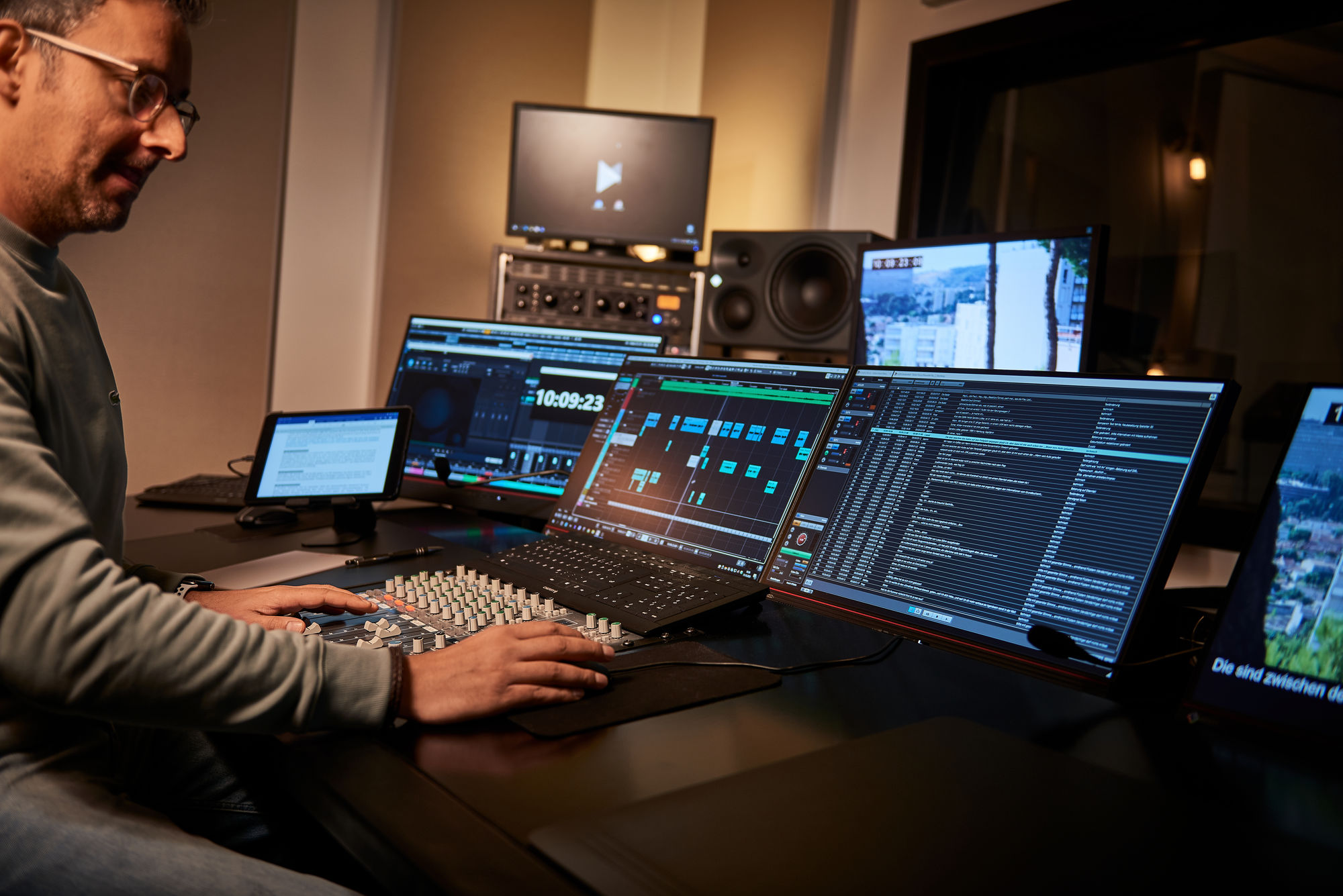 Práce v nahrávacím studiu